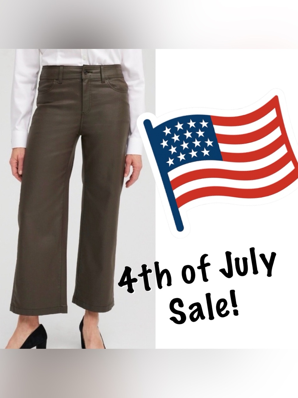 Chicos | Coated Wide Leg Cropped Denim Pant in Taupe | Sz: 12